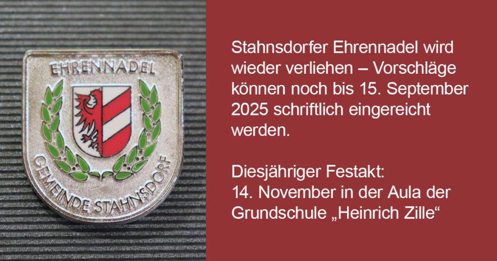 Stahnsdorfer Ehrennadel 2025